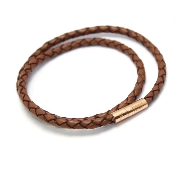 Rose gold leather on sale bracelet