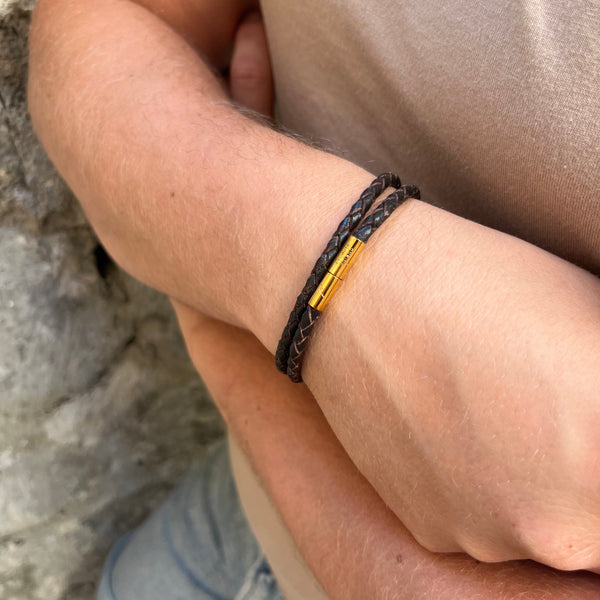 Läderarmband mörkbrun